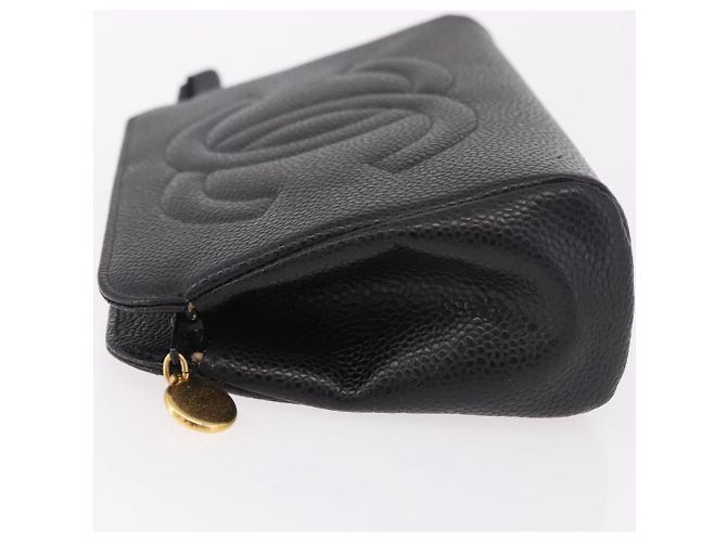 CHANEL Pouch Caviar Skin Black Gold CC - vista 4