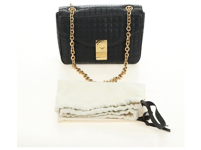Céline CELINE Chain Shoulder Bag Leather Black Gold - vista 12