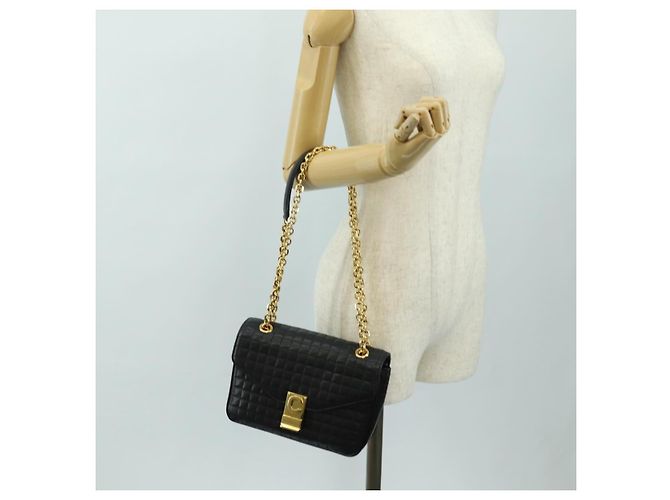 Céline CELINE Chain Shoulder Bag Leather Black Gold - vista 27