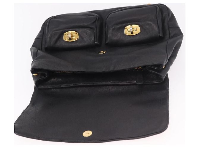 Miu Miu Shoulder Bag Leather 2way Black Gold - vista 10