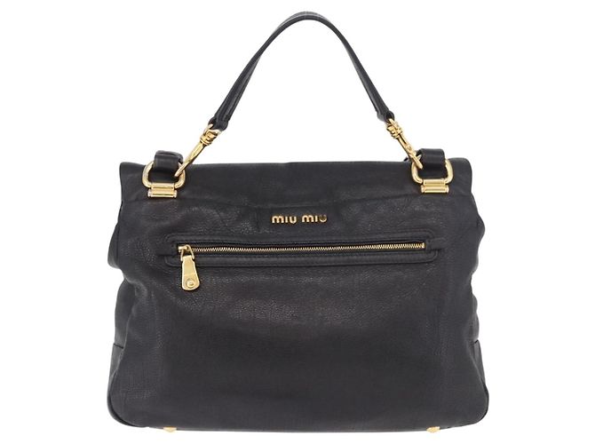Miu Miu Shoulder Bag Leather 2way Black Gold - vista 2
