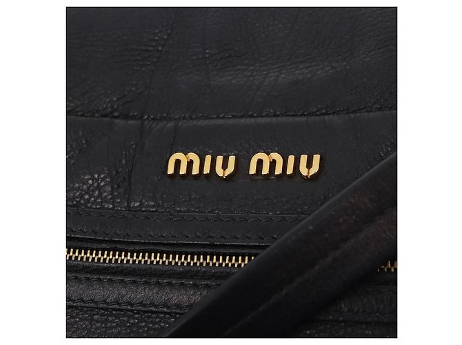 Miu Miu Shoulder Bag Leather 2way Black Gold - vista 21