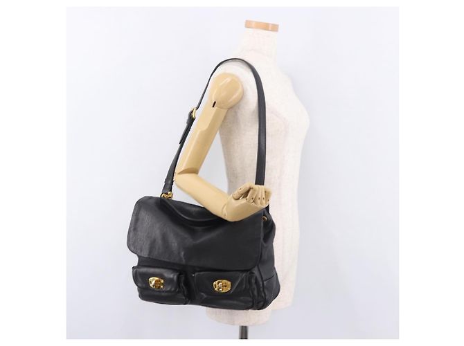 Miu Miu Shoulder Bag Leather 2way Black Gold - vista 28