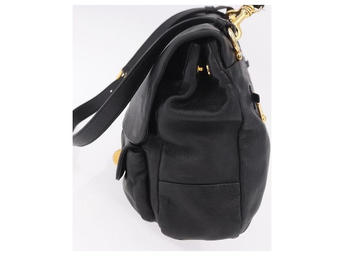 Miu Miu Shoulder Bag Leather 2way Black Gold - vista 3