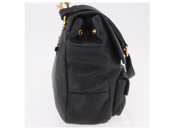 Miu Miu Shoulder Bag Leather 2way Black Gold - vista 4
