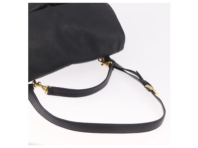 Miu Miu Shoulder Bag Leather 2way Black Gold - vista 9