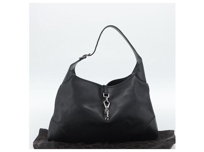 GUCCI Jackie Shoulder Bag Leather Black - vista 12