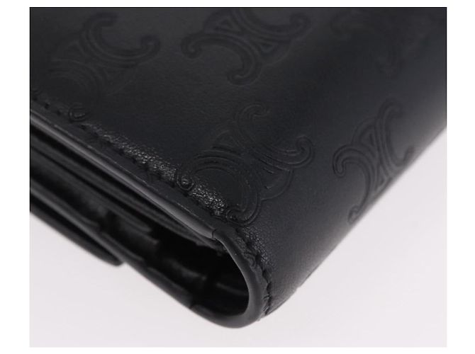 Céline CELINE Triomphe 3 Fold Wallet Leather Black Gold - vista 15