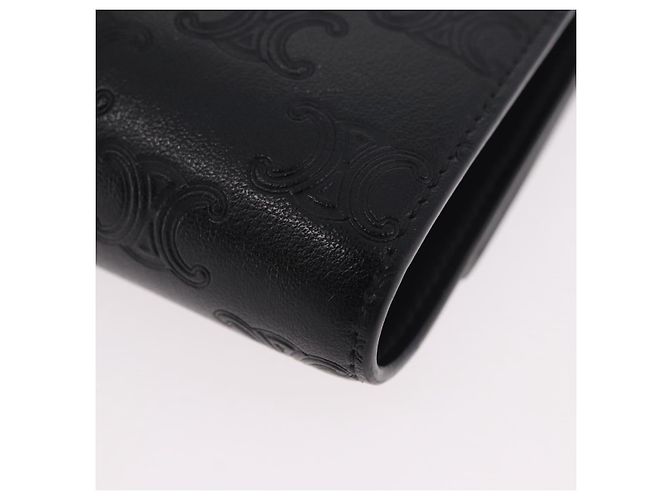 Céline CELINE Triomphe 3 Fold Wallet Leather Black Gold - vista 16