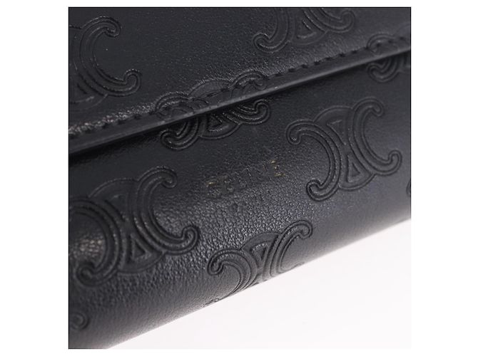 Céline CELINE Triomphe 3 Fold Wallet Leather Black Gold - vista 17