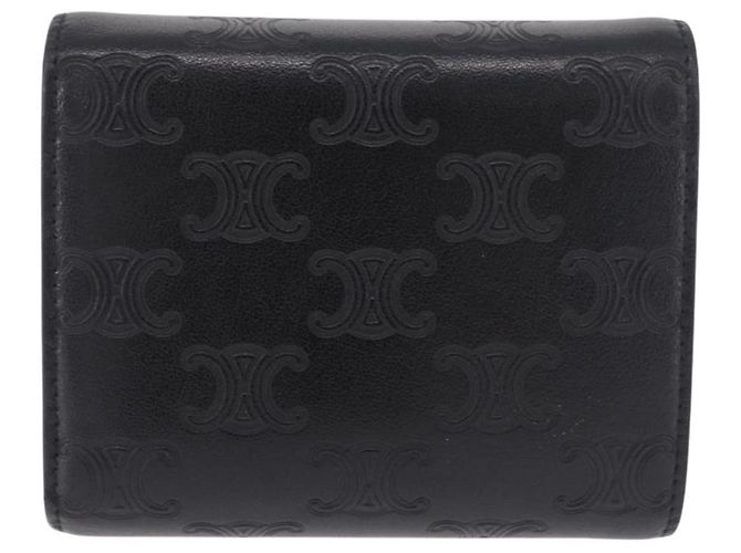Céline CELINE Triomphe 3 Fold Wallet Leather Black Gold - vista 2