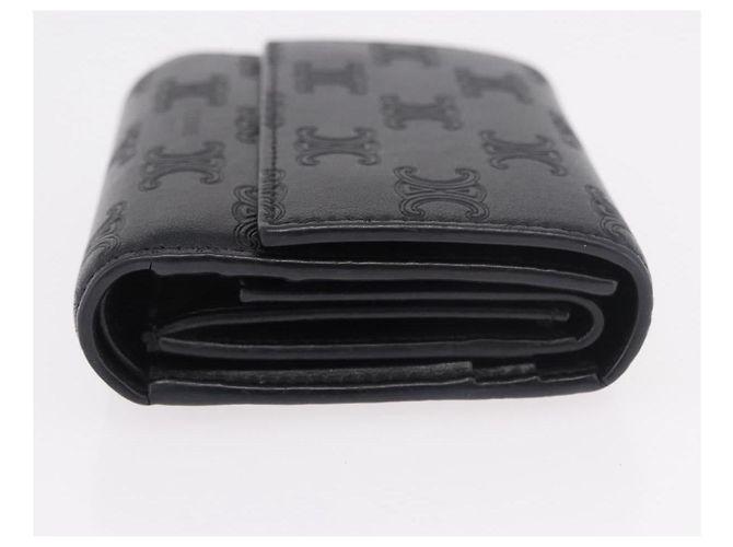 Céline CELINE Triomphe 3 Fold Wallet Leather Black Gold - vista 3