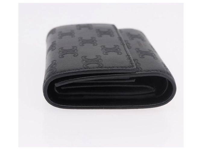 Céline CELINE Triomphe 3 Fold Wallet Leather Black Gold - vista 4