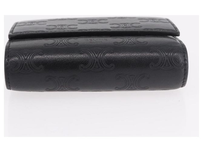 Céline CELINE Triomphe 3 Fold Wallet Leather Black Gold - vista 6