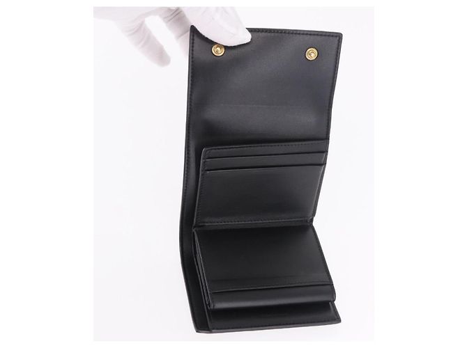 Céline CELINE Triomphe 3 Fold Wallet Leather Black Gold - vista 8