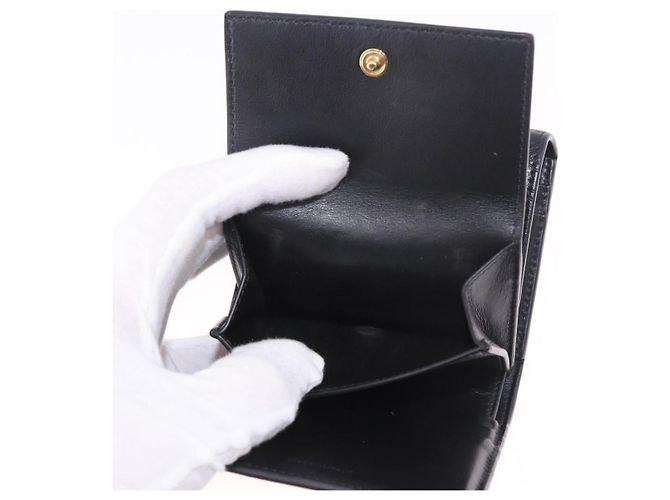 Céline CELINE Triomphe 3 Fold Wallet Leather Black Gold - vista 9