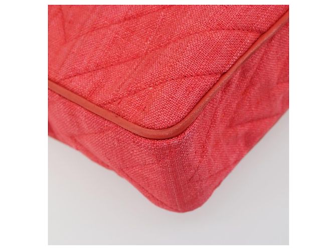 CHANEL Chain Shoulder Bag Canvas Red Gold CC - vista 15