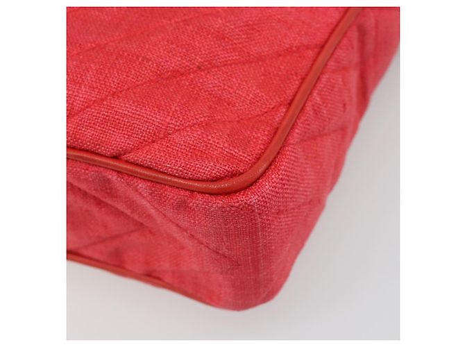 CHANEL Chain Shoulder Bag Canvas Red Gold CC - vista 16