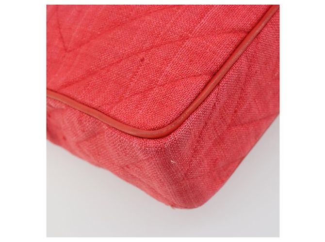 CHANEL Chain Shoulder Bag Canvas Red Gold CC - vista 17