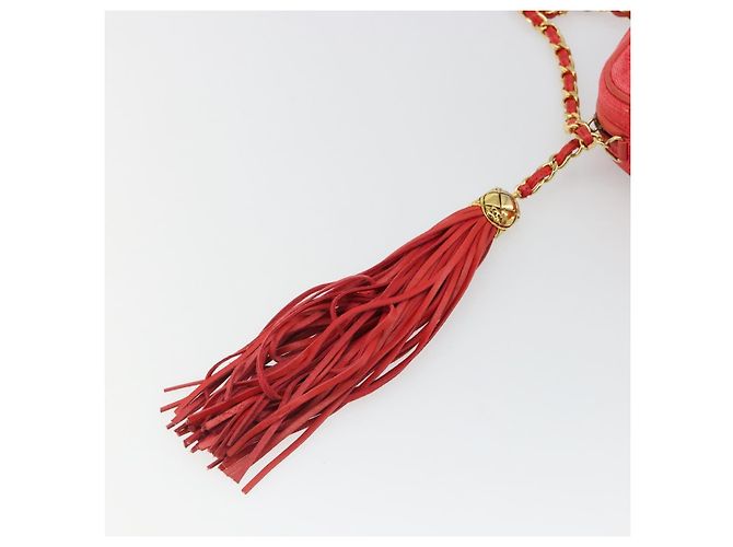 CHANEL Chain Shoulder Bag Canvas Red Gold CC - vista 19