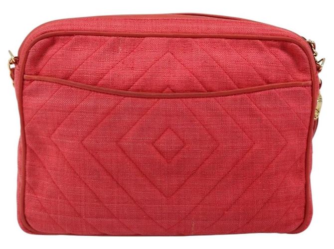 CHANEL Chain Shoulder Bag Canvas Red Gold CC - vista 2