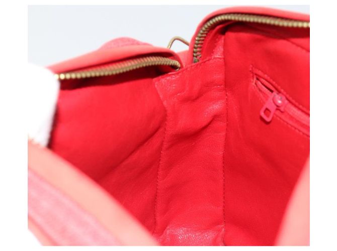 CHANEL Chain Shoulder Bag Canvas Red Gold CC - vista 22