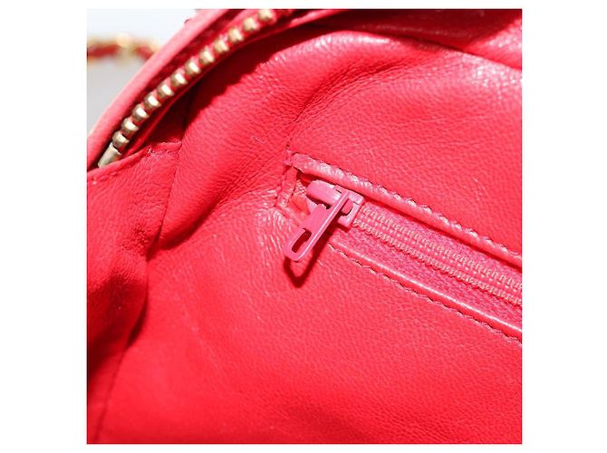 CHANEL Chain Shoulder Bag Canvas Red Gold CC - vista 23