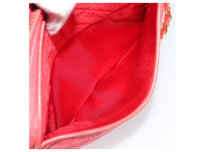 CHANEL Chain Shoulder Bag Canvas Red Gold CC - vista 25