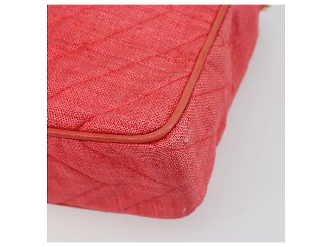 CHANEL Chain Shoulder Bag Canvas Red Gold CC - vista 8