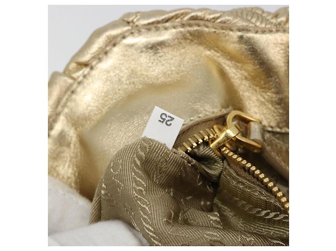 PRADA Handtasche Leder 2-Wege Goldfarben Gold - Ansicht 11