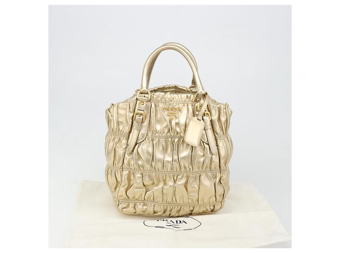 PRADA Handtasche Leder 2-Wege Goldfarben Gold - Ansicht 12