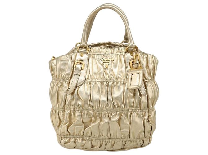PRADA Handtasche Leder 2-Wege Goldfarben Gold - Ansicht 13
