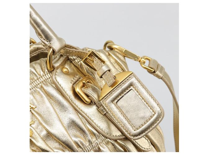 PRADA Handtasche Leder 2-Wege Goldfarben Gold - Ansicht 19