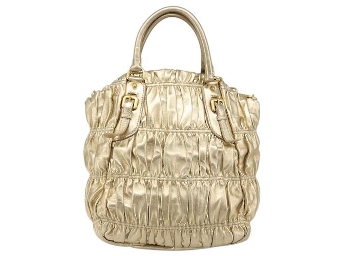 PRADA Handtasche Leder 2-Wege Goldfarben Gold - Ansicht 2