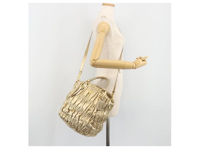 PRADA Handtasche Leder 2-Wege Goldfarben Gold - Ansicht 26