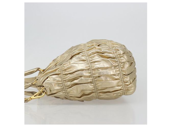 PRADA Handtasche Leder 2-Wege Goldfarben Gold - Ansicht 4