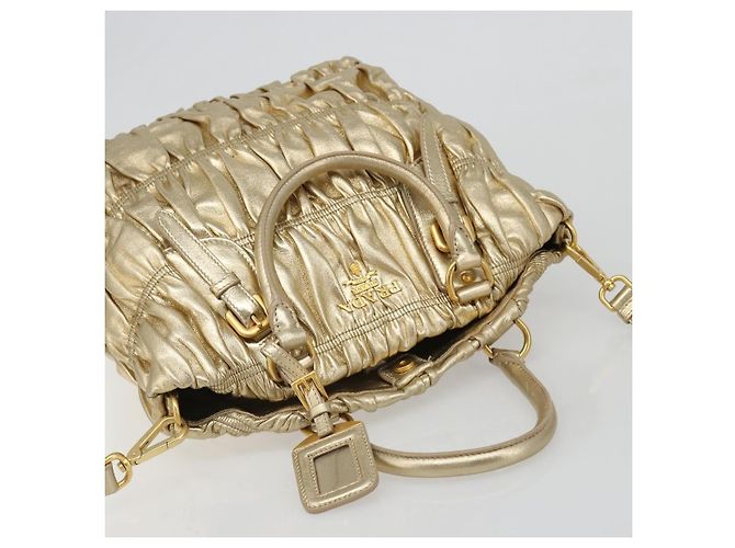 PRADA Handtasche Leder 2-Wege Goldfarben Gold - Ansicht 6