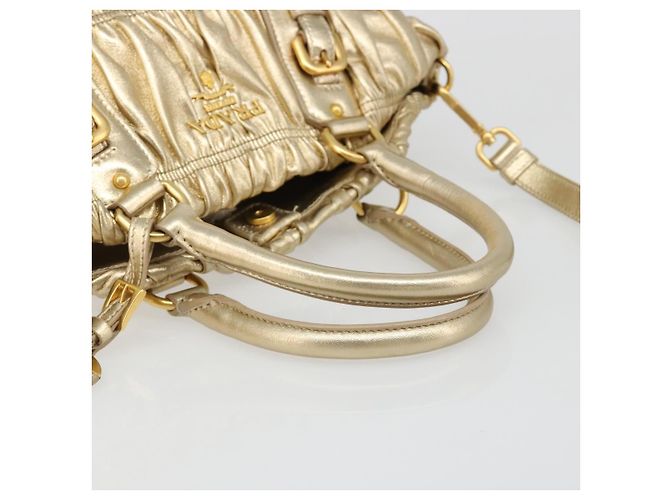 PRADA Handtasche Leder 2-Wege Goldfarben Gold - Ansicht 7