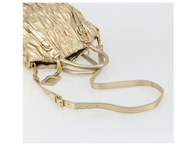 PRADA Handtasche Leder 2-Wege Goldfarben Gold - Ansicht 9