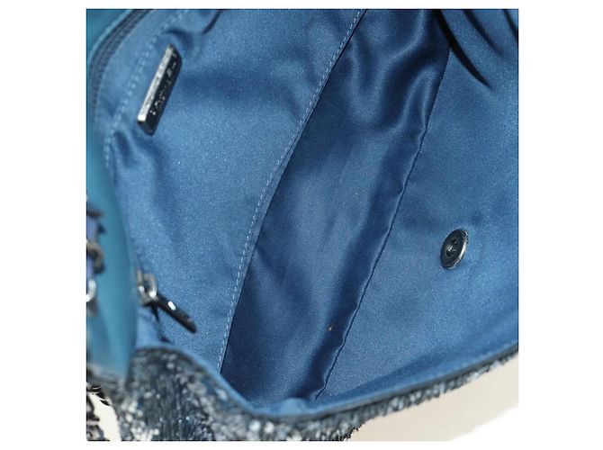 CHANEL Coco Cuba Chain Shoulder Bag Sequin Blue Silver CC - vista 10