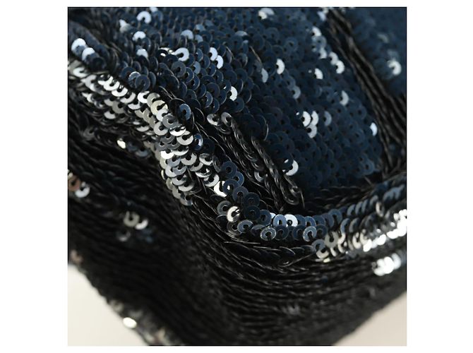 CHANEL Coco Cuba Chain Shoulder Bag Sequin Blue Silver CC - vista 17