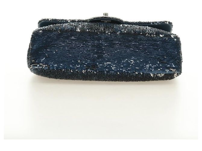 CHANEL Coco Cuba Chain Shoulder Bag Sequin Blue Silver CC - vista 5