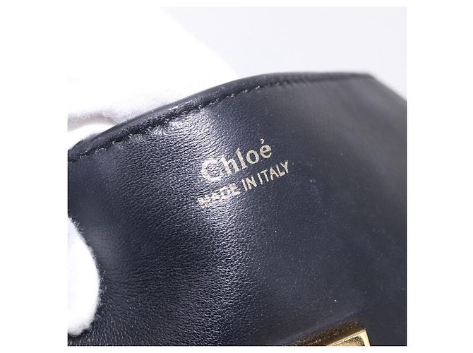 Chloé Chloe Drew Chain Shoulder Bag Leather Black Gold - vista 18