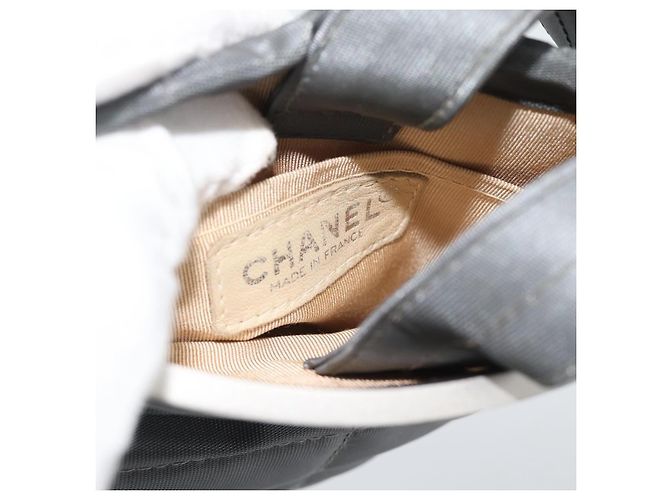 CHANEL Hand Pouch Choco Bar Hand Bag Nylon Gray Silver CC - vista 14