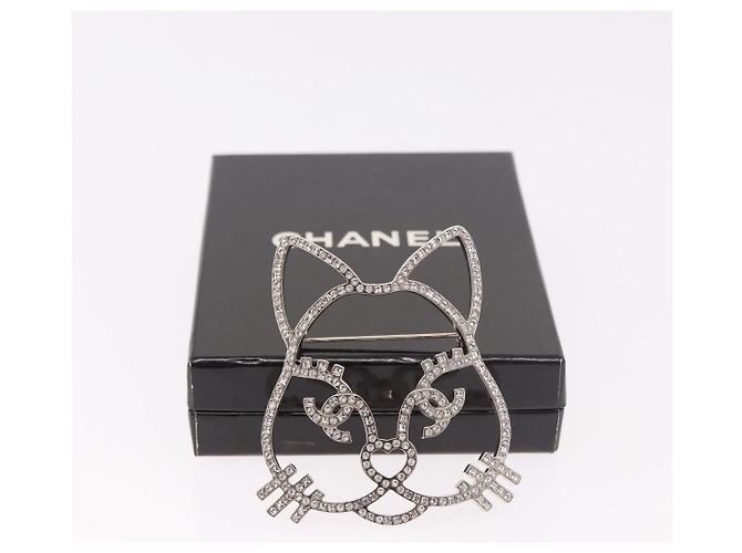 Broche CHANEL métal ton argenté CC - vue 12