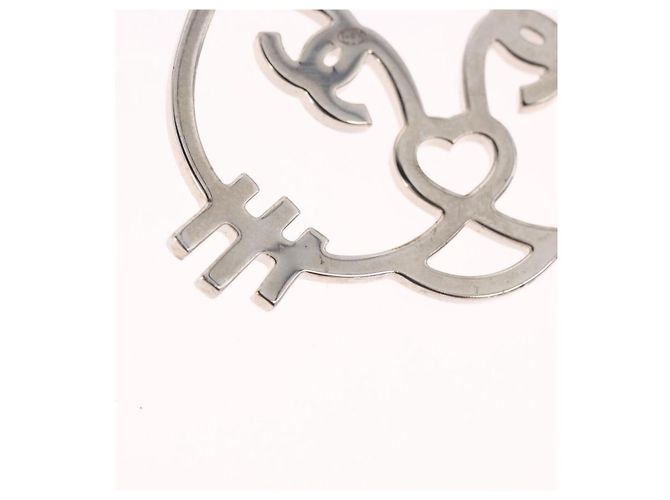 Broche CHANEL métal ton argenté CC - vue 13