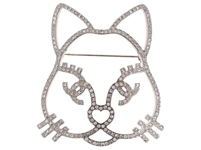 Broche CHANEL métal ton argenté CC - vue 2