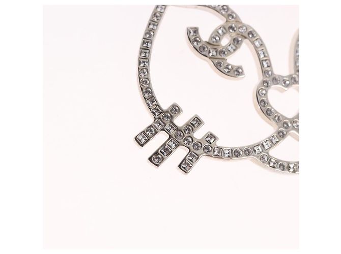 Broche CHANEL métal ton argenté CC - vue 3