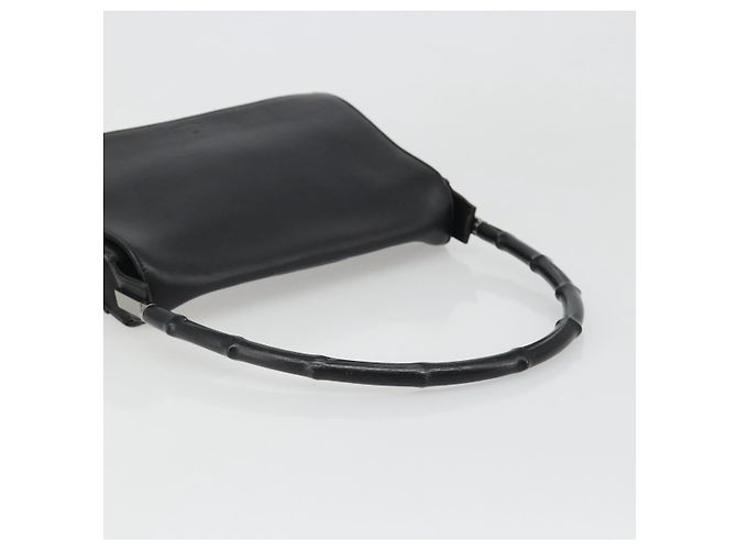 GUCCI Bamboo Shoulder Bag Leather Black Silver - vista 7