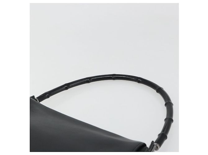 GUCCI Bamboo Shoulder Bag Leather Black Silver - vista 8